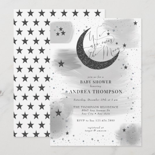 Moon Stars Baby shower Kaart (Voorkant / Achterkant)