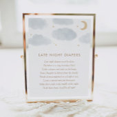 Moon Stars Baby shower Late Night Diapers Poster
