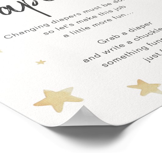 Moon Stars Baby shower Late Night Diapers Sign Poster