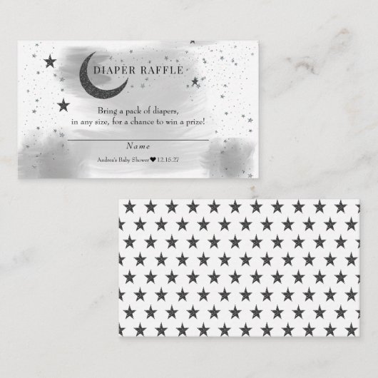 Moon Stars Baby shower Luier Raffle Informatiekaartje (Voorkant / Achterkant)