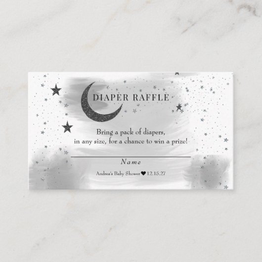 Moon Stars Baby shower Luier Raffle Informatiekaartje (Voorkant)