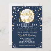 Moon & Stars Baby shower Navy Gold Twinkle Twinkle Kaart (Voorkant)