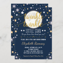 Moon & Stars Baby shower Navy Gold Twinkle Twinkle