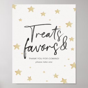 Moon Stars Baby shower Treedt en gunst Poster
