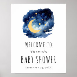 Moon & Stars Baby shower Welkom Teken Poster
