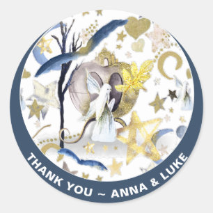 *~* Moon Stars Bats Fairy Tale Glitter Castle Ronde Sticker