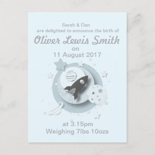 Moon & Stars Birth Announcement Briefkaart