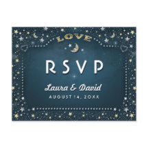 Moon & Stars Blauwgroen Goud & Wit Matching RSVP