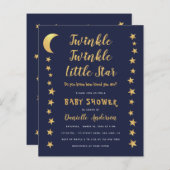 Moon Stars Blue Gold Budget Baby shower (Voorkant / Achterkant)