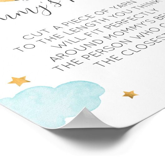 Moon & Stars blue Hoe groot is mama's Belly? Poster (Hoek)