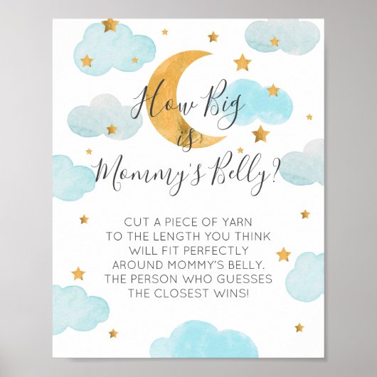 Moon & Stars blue Hoe groot is mama's Belly? Poster (Voorkant)