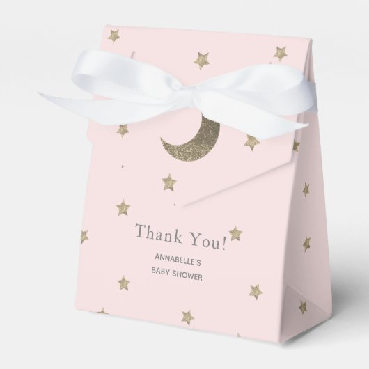 Moon & Stars Blush Roze Baby shower Gift Box Bedankdoosjes (Voorkant Zijde)