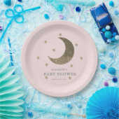 Moon & Stars Blush Roze Baby shower Papier Bord (Feest)