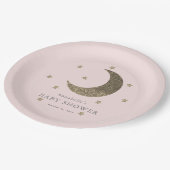 Moon & Stars Blush Roze Baby shower Papier Bord (Gekanteld)