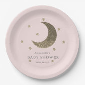 Moon & Stars Blush Roze Baby shower Papier Bord (Voorkant)