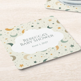 Moon & Stars Boho Baby Adoptie Douche Kartonnen Onderzetters