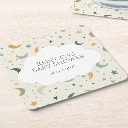 Moon & Stars Boho Baby Adoptie Douche Kartonnen Onderzetters