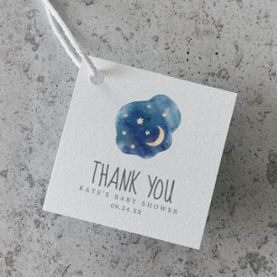 Moon & Stars Boy Baby shower Dank u wel voor de ta Bedankjes Labels