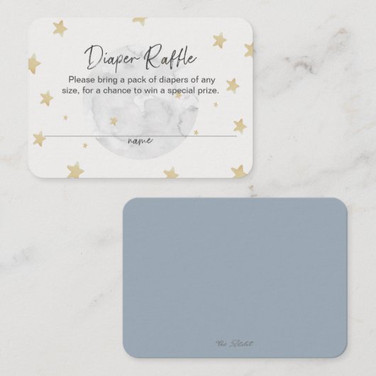 Moon Stars Boy Blue Diaper Baby shower Card Visitekaartje (Voorkant / Achterkant)