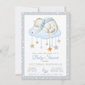 Moon Stars Boy Elephant Baby Shower Invitations Kaart (Voorkant)
