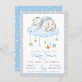 Moon Stars Boy Elephant Baby Shower Invitations Kaart