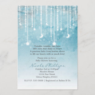 Moon & Stars Celestial Baby shower Invitation Kaart
