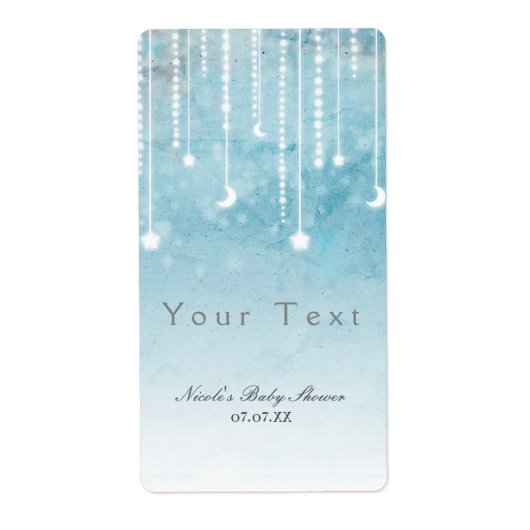 Moon & Stars Celestial Baby shower Label (Voorkant)