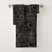 Moon Stars Celestial Black Bad Handdoek (Insitu)