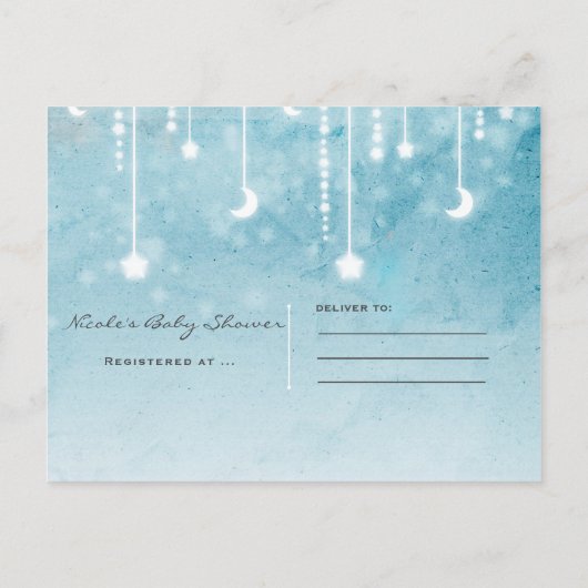 Moon & Stars Celestial Blue Modern Save the Date Aankondigingskaart (Achterkant)
