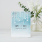Moon & Stars Celestial Blue Modern Save the Date Aankondigingskaart (Staand voorkant)