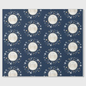 Moon Stars Celestial Galaxy Birthday Baby shower Cadeaupapier (Vlak)