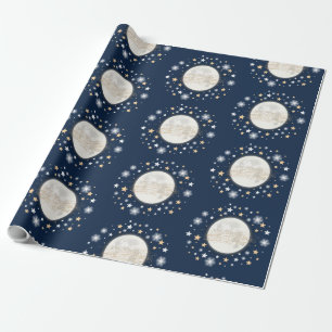 Moon Stars Celestial Galaxy Birthday Baby shower Cadeaupapier