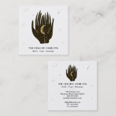 *~* Moon Stars Celestial Gold Healing Hands Space Vierkante Visitekaartje (Voorkant / Achterkant)