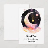 Moon Stars Celestial Waterverf Meisje Baby shower Bedankkaart (Voorkant / Achterkant)