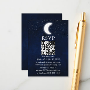 Moon Stars Celestial Wedding QR RSVP Informatiekaartje