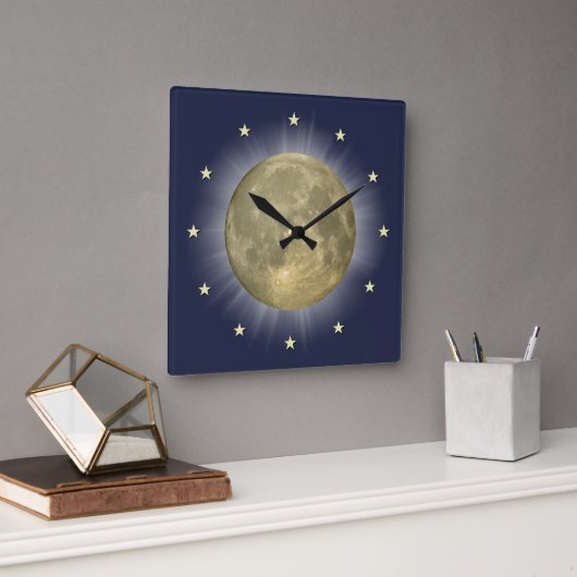 Moon & Stars 🌜 ⭐ Clock Vierkante Klok (Kantoor)