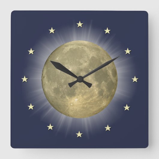 Moon & Stars 🌜 ⭐ Clock Vierkante Klok (Voorkant)