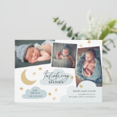 Moon Stars Clouds 3 Foto Collage Blue Aankondiging (Staand voorkant)