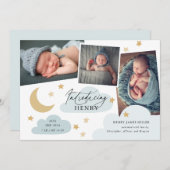 Moon Stars Clouds 3 Foto Collage Blue Aankondiging (Voorkant / Achterkant)