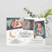 Moon Stars Clouds 3 Foto Collage Gray Aankondiging (Staand voorkant)