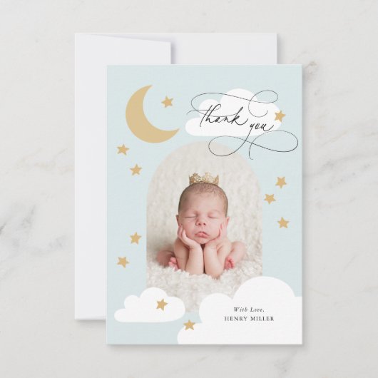 Moon Stars Clouds Arch Foto Blauw Hartelijk dank Bedankkaart (Voorkant)