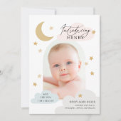 Moon Stars Clouds Arch Foto kleurrijke geboorte Aankondiging (Voorkant)