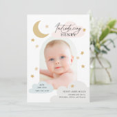 Moon Stars Clouds Arch Foto kleurrijke geboorte Aankondiging (Staand voorkant)