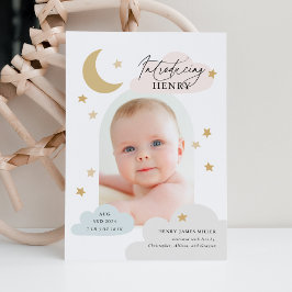 Moon Stars Clouds Arch Foto kleurrijke geboorte Aankondiging