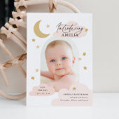 Moon Stars Clouds Arch Foto Roze Blush Birth Aankondiging