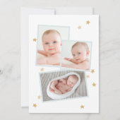 Moon Stars Clouds Arch Photo Baby Blue Birth Aankondiging (Achterkant)