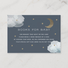 Moon, Stars & Clouds Baby shower Book Request Card Informatiekaartje