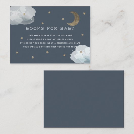 Moon, Stars & Clouds Baby shower Book Request Card Informatiekaartje (Voorkant / Achterkant)
