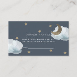 Moon Stars Clouds Baby shower Luier Raffle Ticket Informatiekaartje