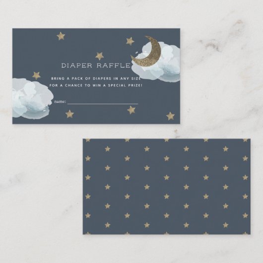 Moon Stars Clouds Baby shower Luier Raffle Ticket Informatiekaartje (Voorkant / Achterkant)